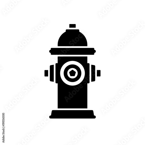 Fire hydrant icon. Black, minimalist icon isolated on white background. Fire hydrant simple silhouette. Web site page and mobile app design vector element. photo