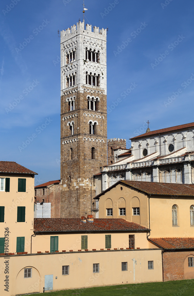 Bell tower of the cathedral of Lucca, Italy