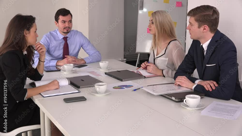 Dynamic diverse team in the office contradiction discussion arguing sales issues Dynamic diverse team in the office contradiction discussion arguing sales issues