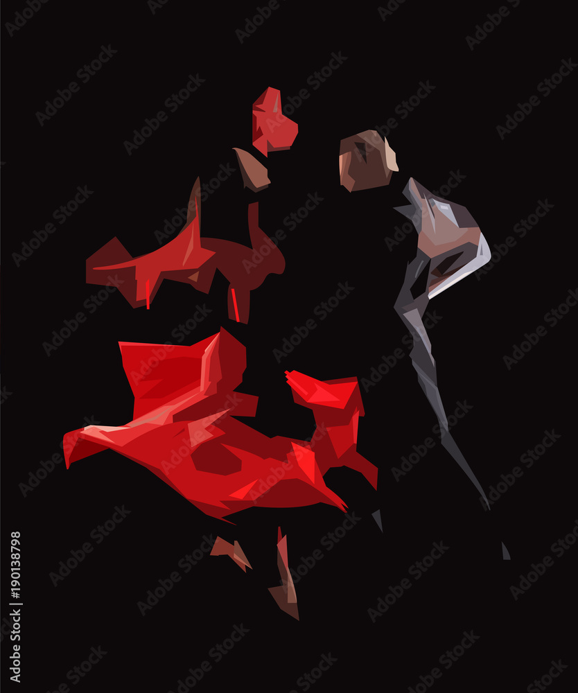 Tango passion - geometric abstract drawing - obrazy, fototapety, plakaty 