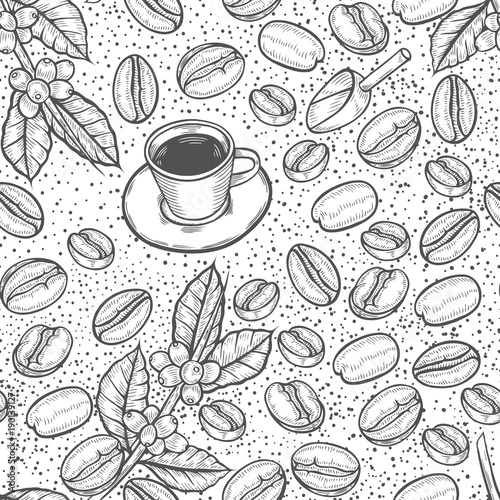 Seamless pattern coffee beans.