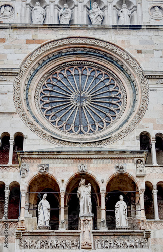 Wallpaper Mural The rose window of the white marble facade of the Cremona Dome in northern Italy. HDR effect. Torontodigital.ca