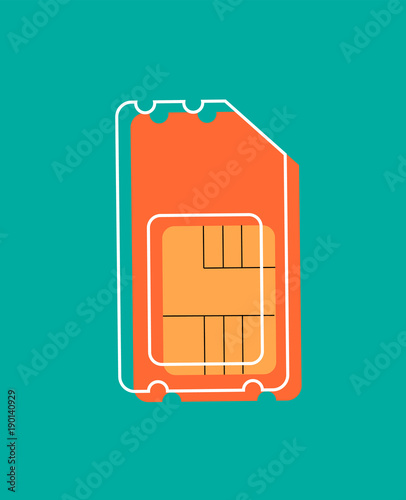 Sim card icon. Flat design style modern vector illustration. Isolated on stylish color background.