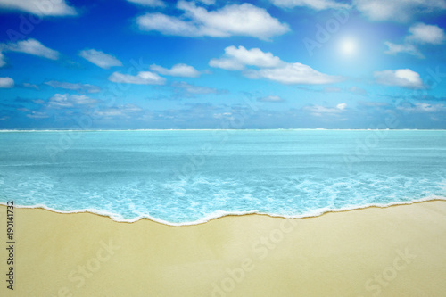 Paradise beach with blank elegant sand and vawe