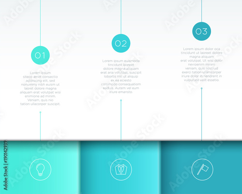 Vector Blue Infographic 3D Page Layout with Steps 1 to 3