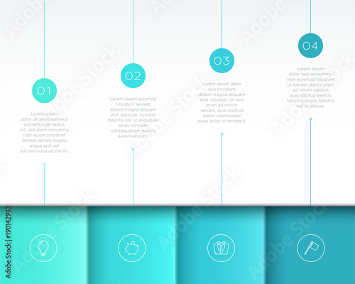 Vector Blue Infographic 3D Page Layout with Steps 1 to 4
