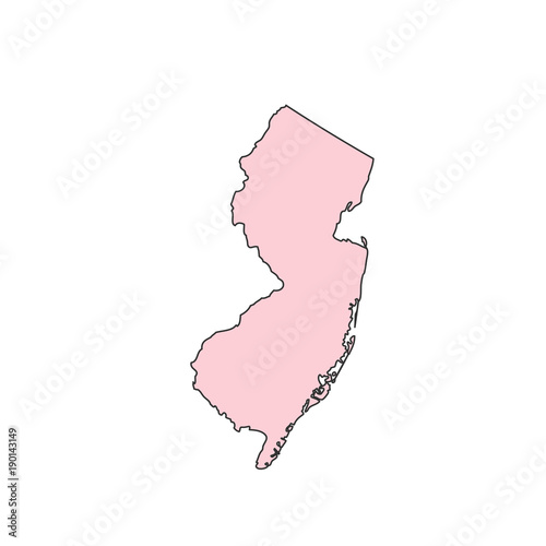 New Jersey map isolated on white background silhouette. New Jersey USA state