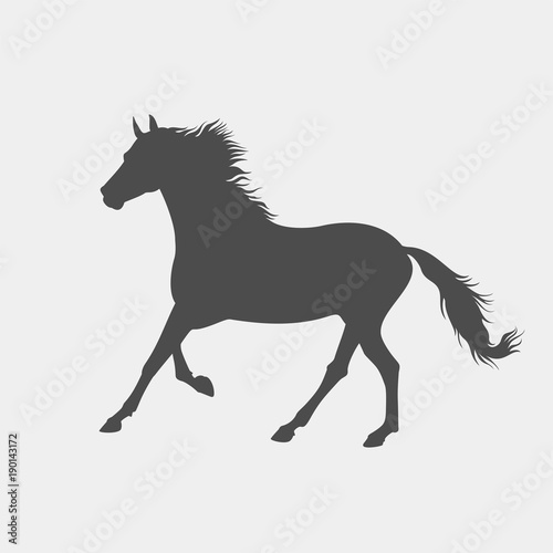 Horse flat vector icon. Horse vector silhouette