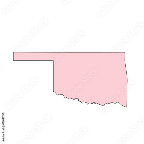 Oklahoma map isolated on white background silhouette. Oklahoma USA state
