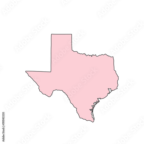 Texas map isolated on white background silhouette. Texas USA state