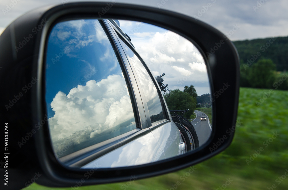 rear view in car mirror