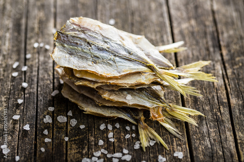 Dried salted fish. photo