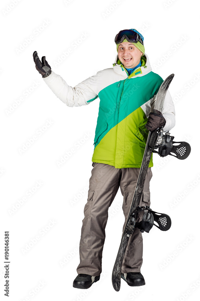 Full isolated studio picture from a snowboarder Full isolated studio picture from a snowboarder