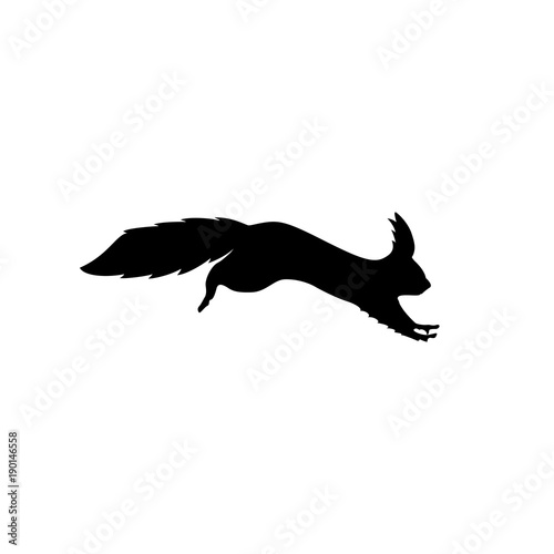 Vector illustration of black squirrel silhouette. Running squirrel silhouette
