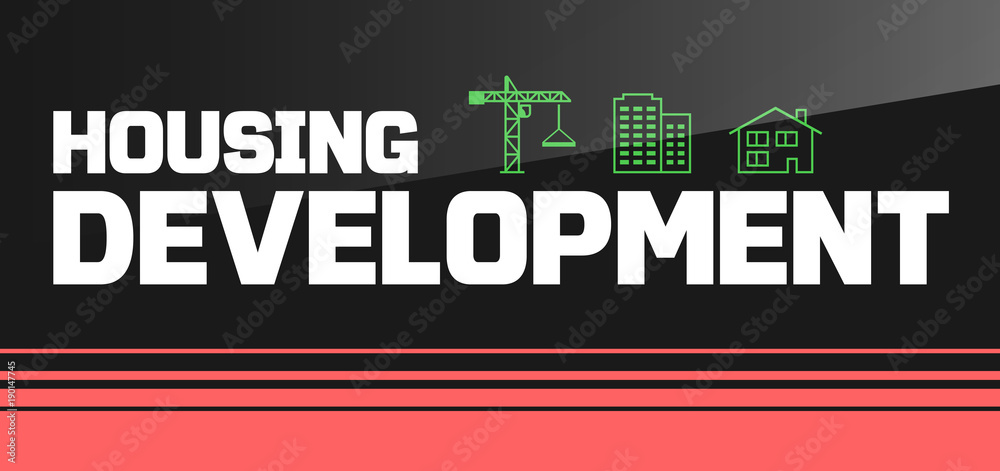 Banner or flyer design with housing development icons