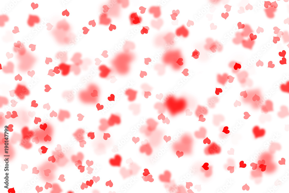 Valentines day abstract with red hearts on white background, women's day love
