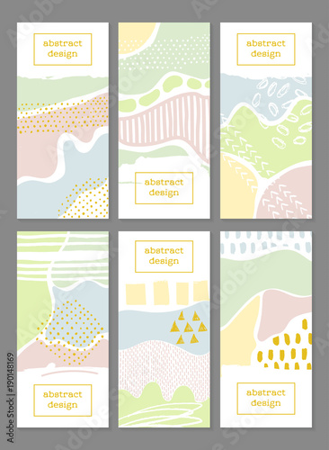 Abstract colorful backgronds set. Hand drawn templates for card  flyer and invitation design.