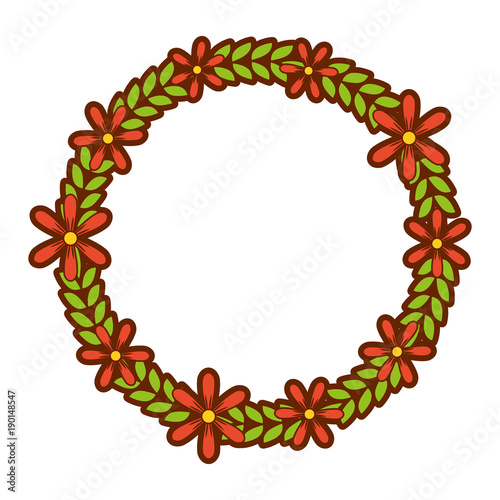 beautiful floral wreath with spring flowers leaves