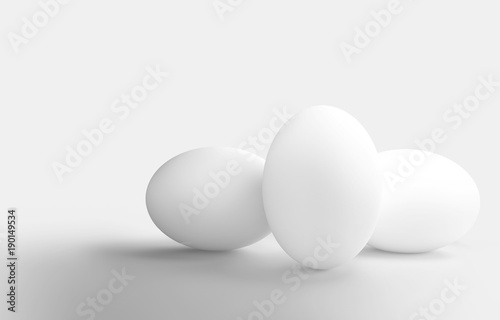 three white eggs 3d rendering