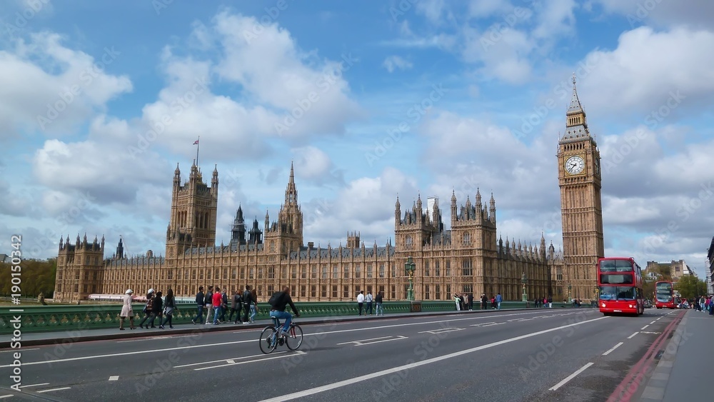 Fototapeta premium Londyn, widok Westminster Palace i Big Ben z Westminster Bridge (Wielka Brytania)