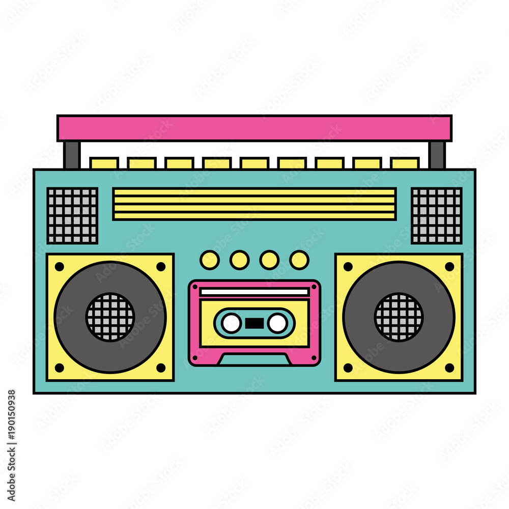 retro stereo cassette player music recorder - obrazy, fototapety, plakaty 