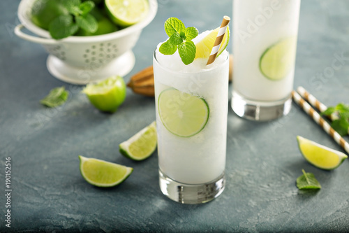 Refreshing lime frozen cooler or slushie