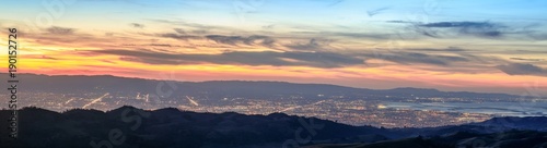 Silicon Valley Panorama. Santa Clara Valley at dusk as seen from Lick Observatory in Mount Hamilton east of San Jose, Santa Clara County, California, USA. © Yuval Helfman