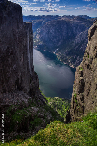 View from a famous Kjerag mountain in Norway