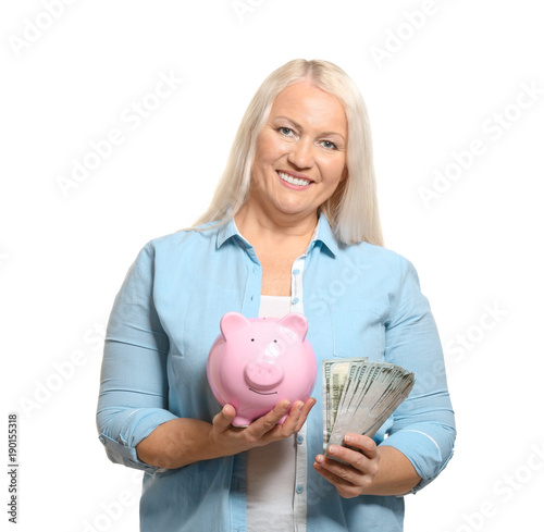 Happy mature woman with dol...