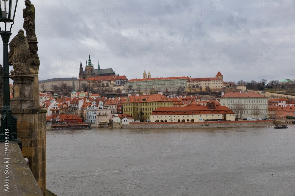 Prague Castle above Vltava River in Prague, Czech Republic