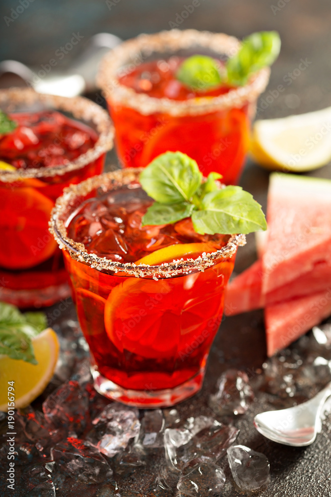 Citrus watermelon and basil margarita Citrus watermelon and basil margarita