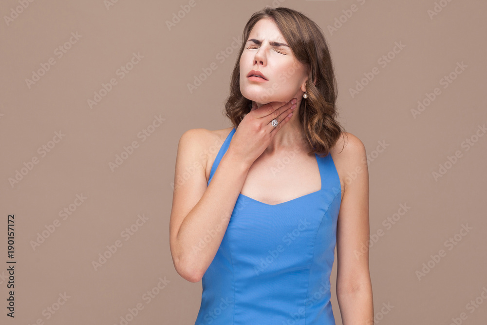 Fototapeta premium Business woman have pain in neck.