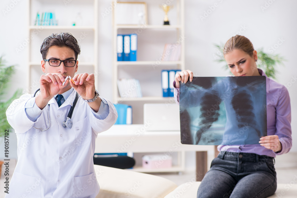 Doctor examining x-ray images of patient