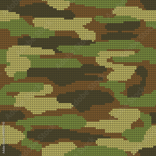 Abstract Knitting Seamless Texture. Military Decorative Camouflage Pattern Background. Vector Illustration.