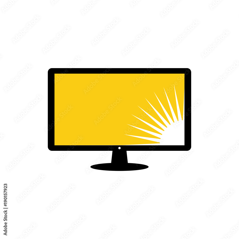 LCD monitor with sun picture at the bottom right of the screen vector LCD monitor with sun picture at the bottom right of the screen vector