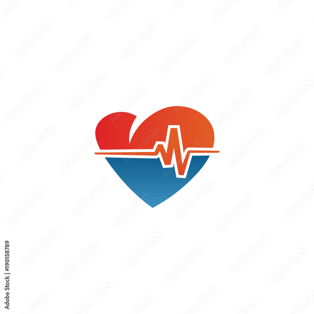 Elegant heart and ekg logo design template vector Stock Vector | Adobe ...