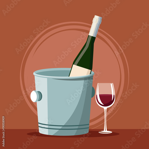 Wine bottle and cup icon vector illustration graphic design