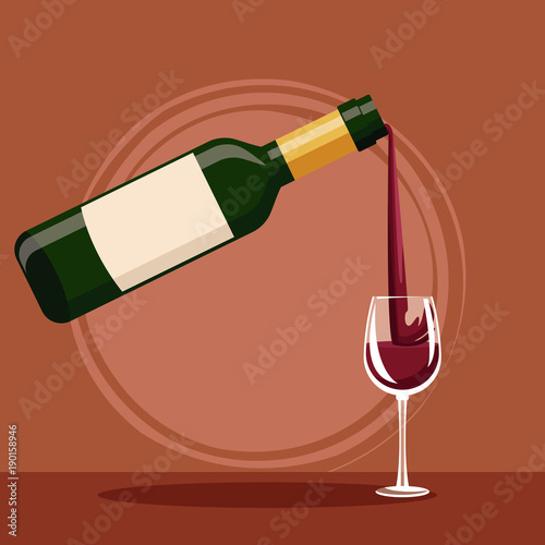Wine bottle and cup icon vector illustration graphic design