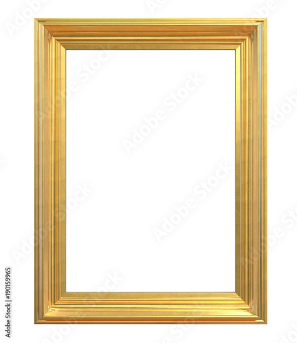 Vintage Gold Frame A4. 3D render of Classic Vintage Gold Frame. Isolated and Blank for Copy Space.