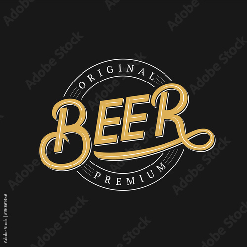 Beer hand written logo, label, badge template.
