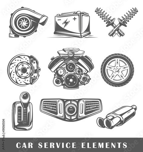 Set of elements of the car service