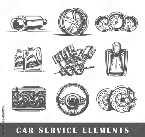 Set of elements of the car service