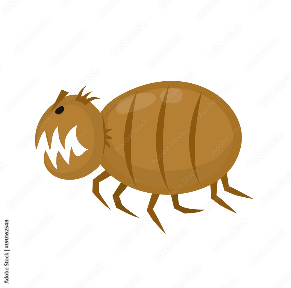 Obraz premium Funny angry flea. Pets parasite. Vector flat 