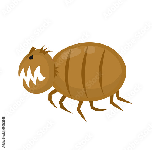 Funny angry flea. Pets parasite. Vector flat 