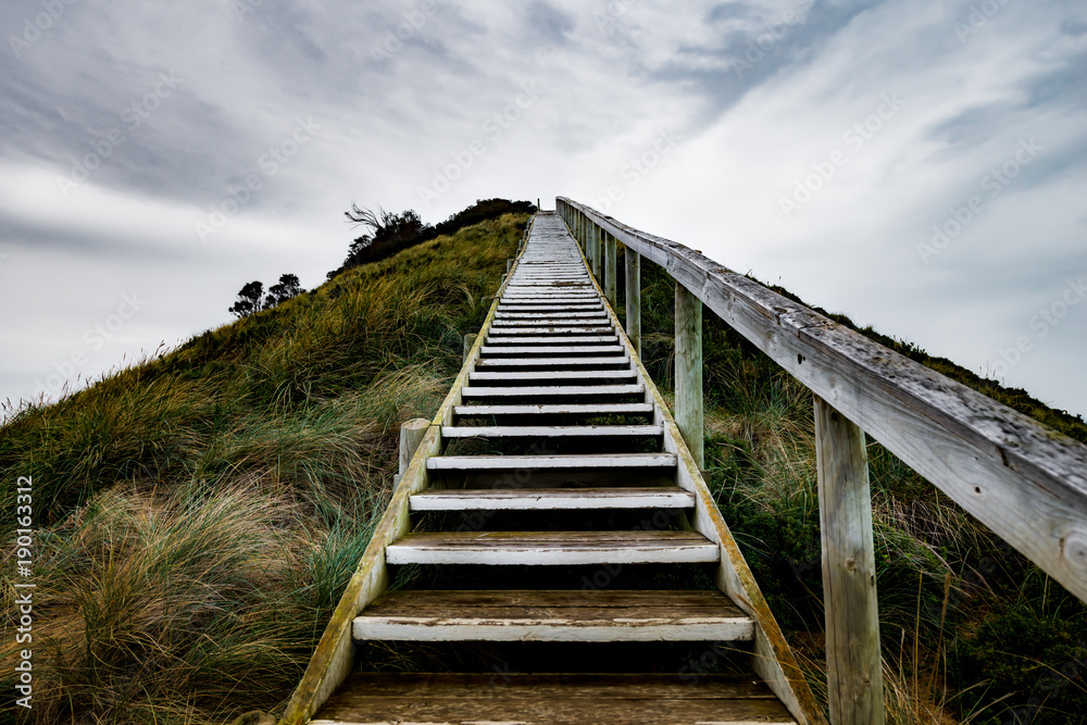 Staircase Leading up Dunes to Truganini Lookout, Bruny Island, Tasmania.