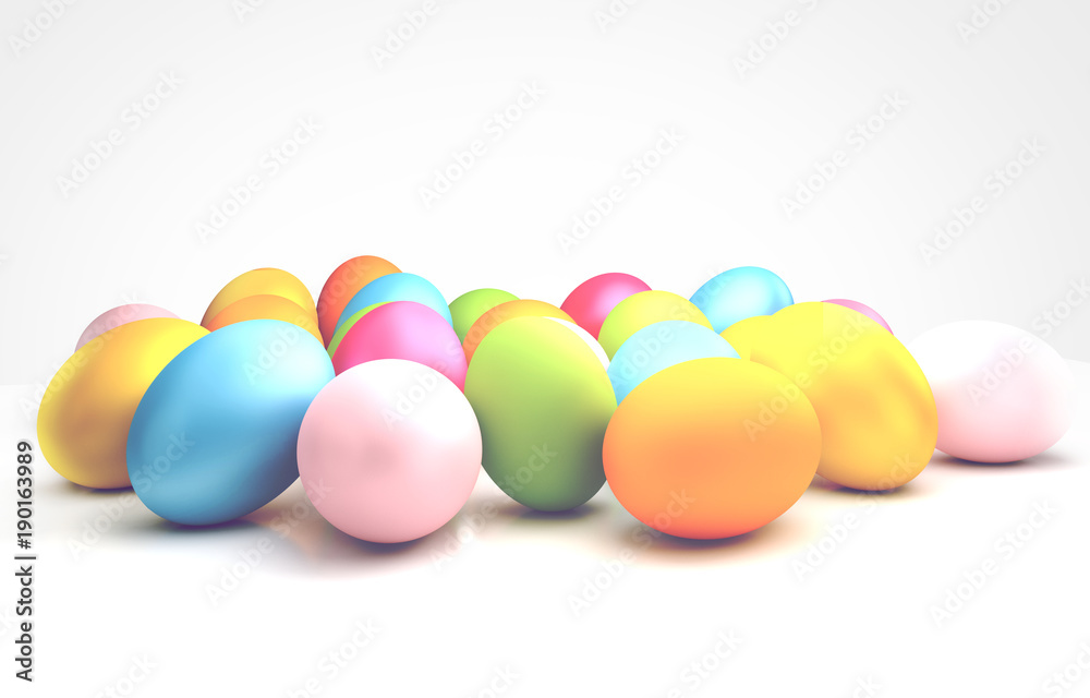 colorful easter eggs 3d rendering