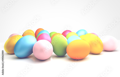 colorful easter eggs 3d rendering