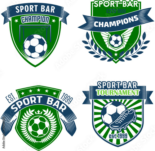 Vector football sport bar icons of soccer balls