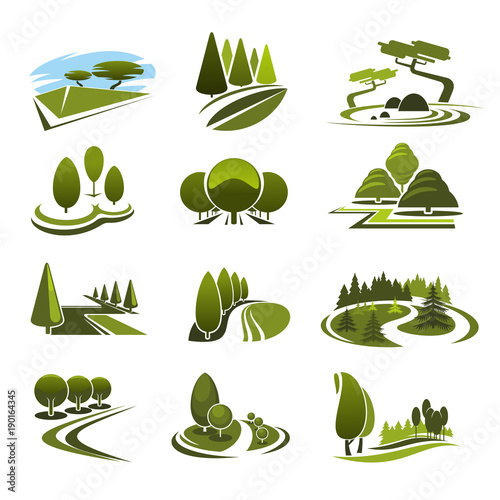 Vector icons for green landscape eco design