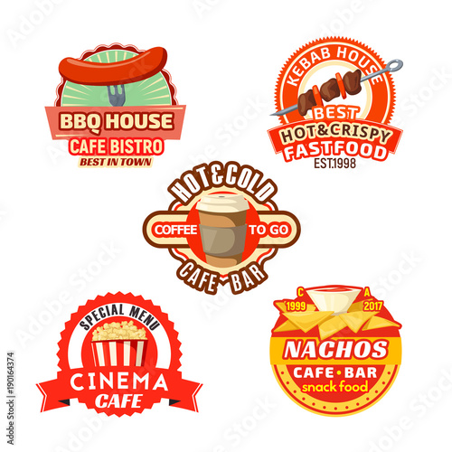 Vector fast food meal snacks icons set